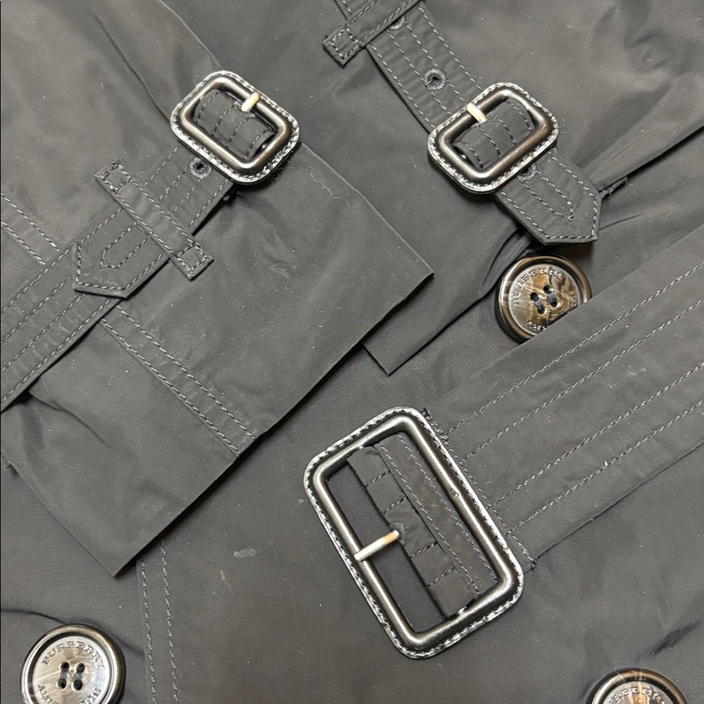 BURBERRY BRIT Men's Black Double-Breasted Trench Coat Size M - Picture 12 of 16